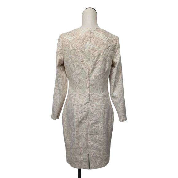 Belle Badgley Mischka Metallic Jaquard Rose Gold Ivory Dress Womens Size 10 - Picture 2 of 10